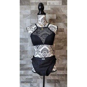 KENNETH COLE SWIMWEAR BIKINI SET WOMANS MEDIUM COLOR BLACK MSRP$123.00